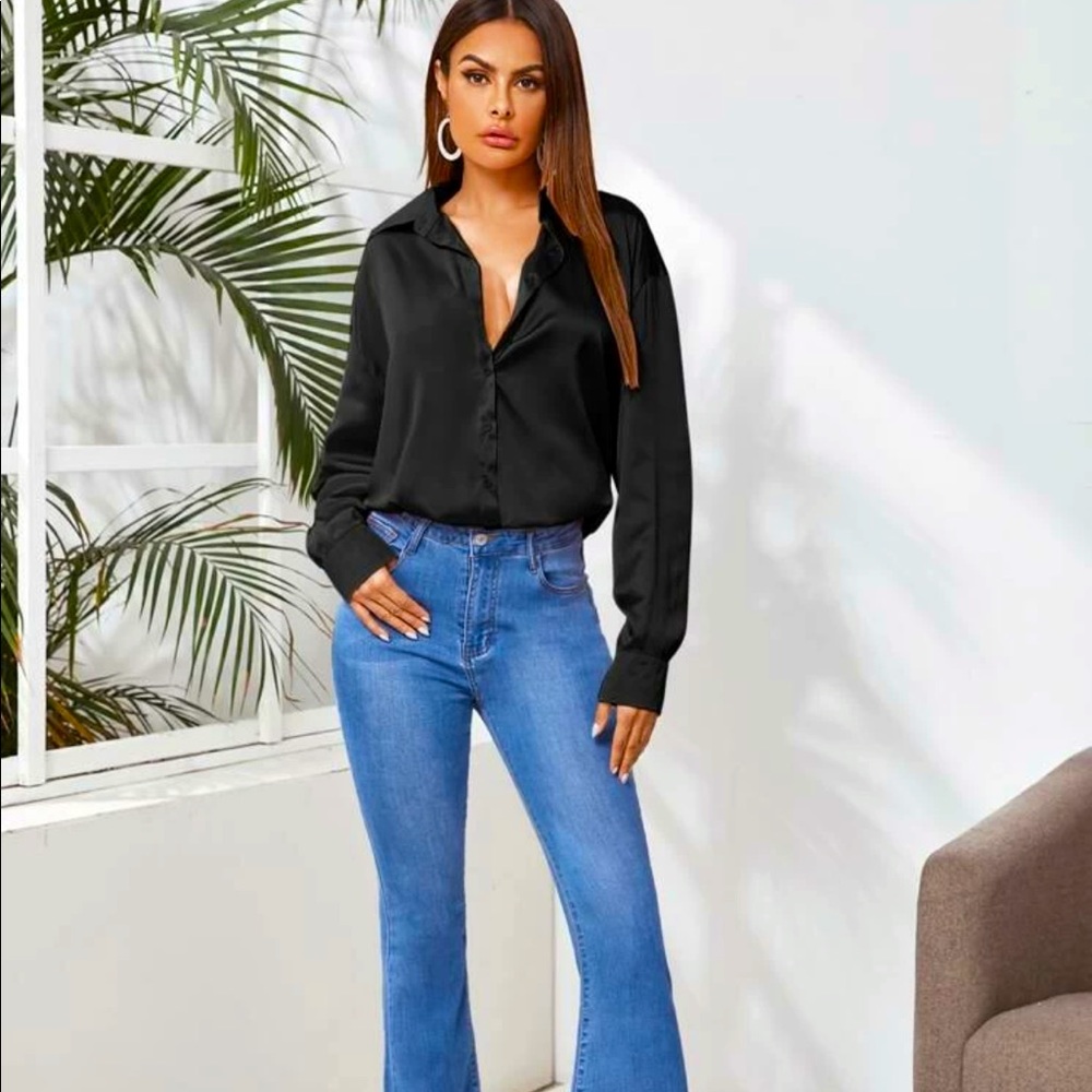 Satin Button-up Blouse